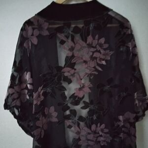 Floral Sheer Velvet Kimono